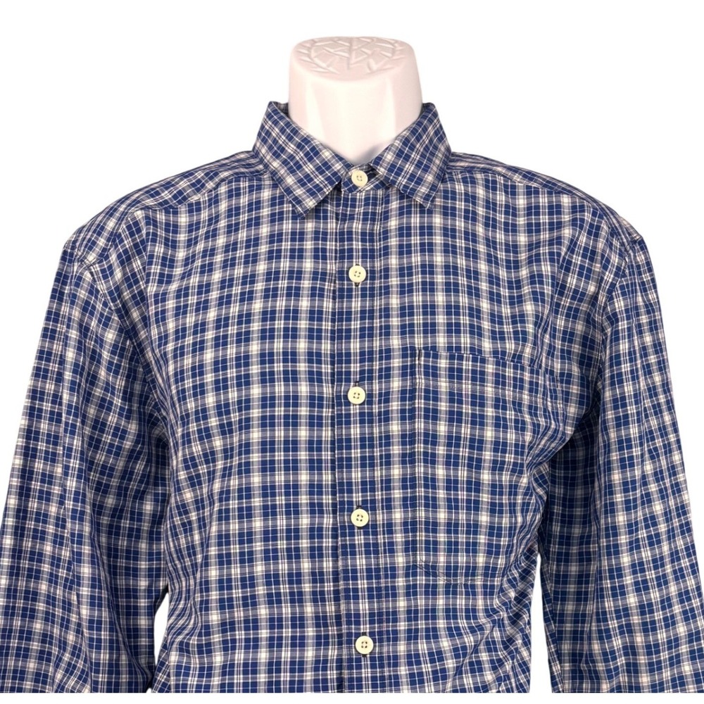 Simms Fishing Mens Blue Plaid Long Sleeve Button‎ Down Shirt Size M